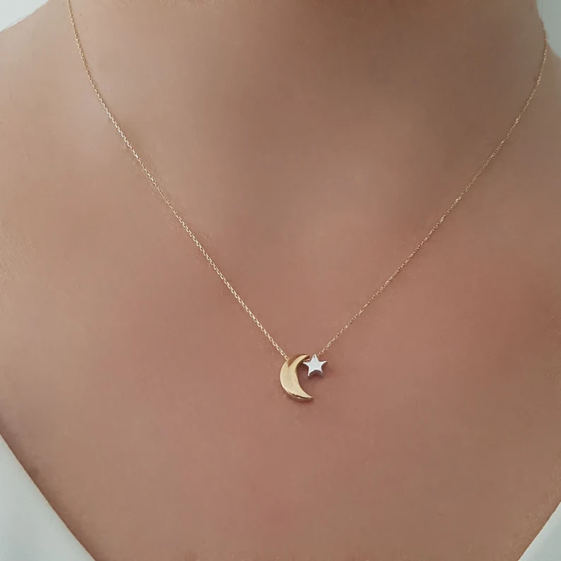 Crescent moon and star pendant