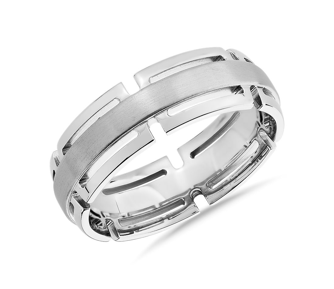 Modern Link Edge Wedding Ring