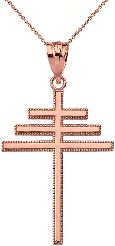 14k rose gold papal cross necklace