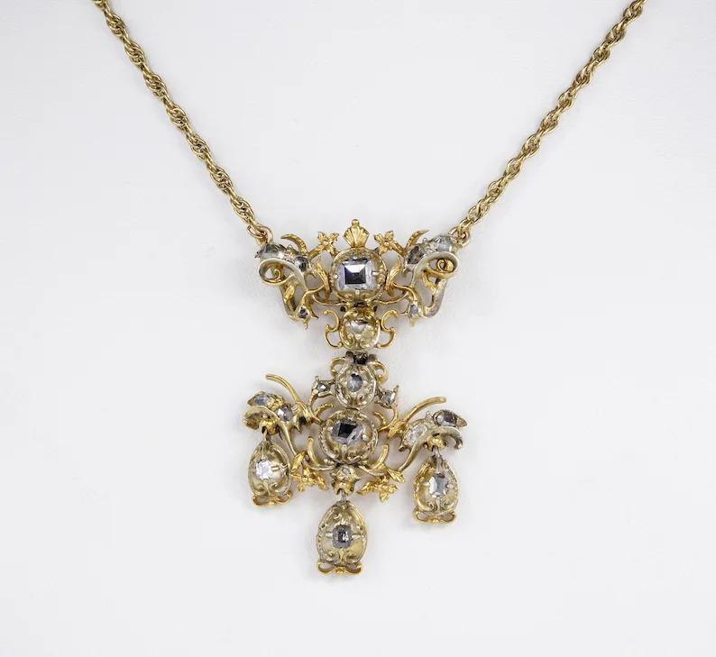 Antique table cut diamond necklace