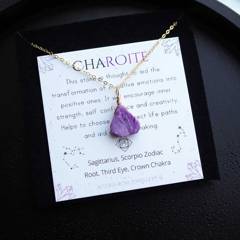 charoite gold necklace