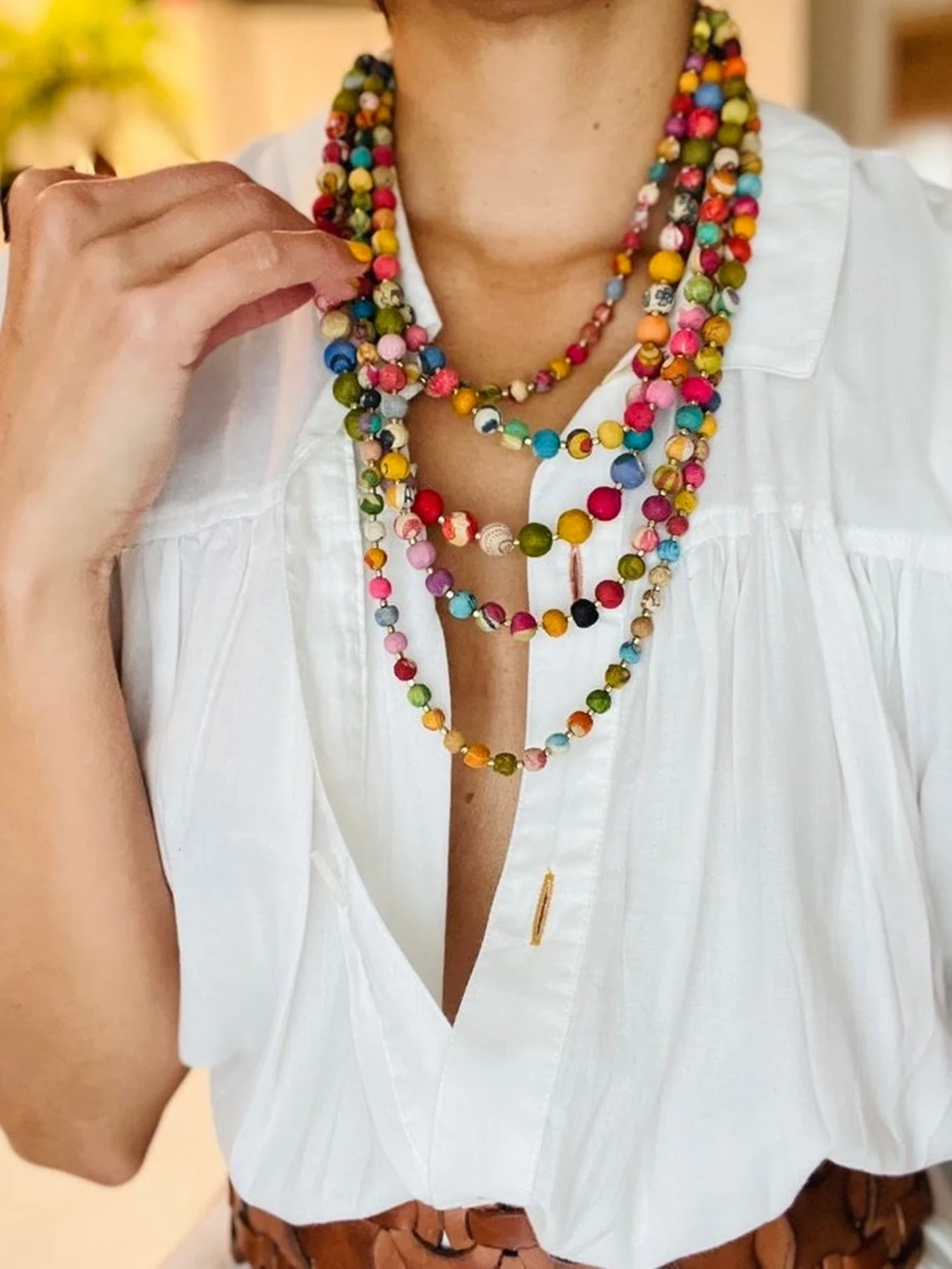 colorful wooden bead necklaces