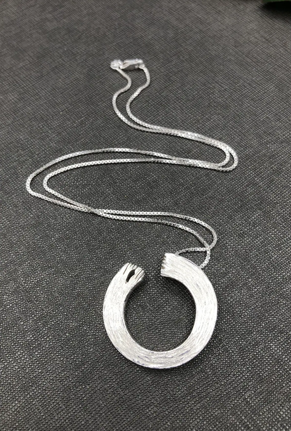 silver enso pendant with chain