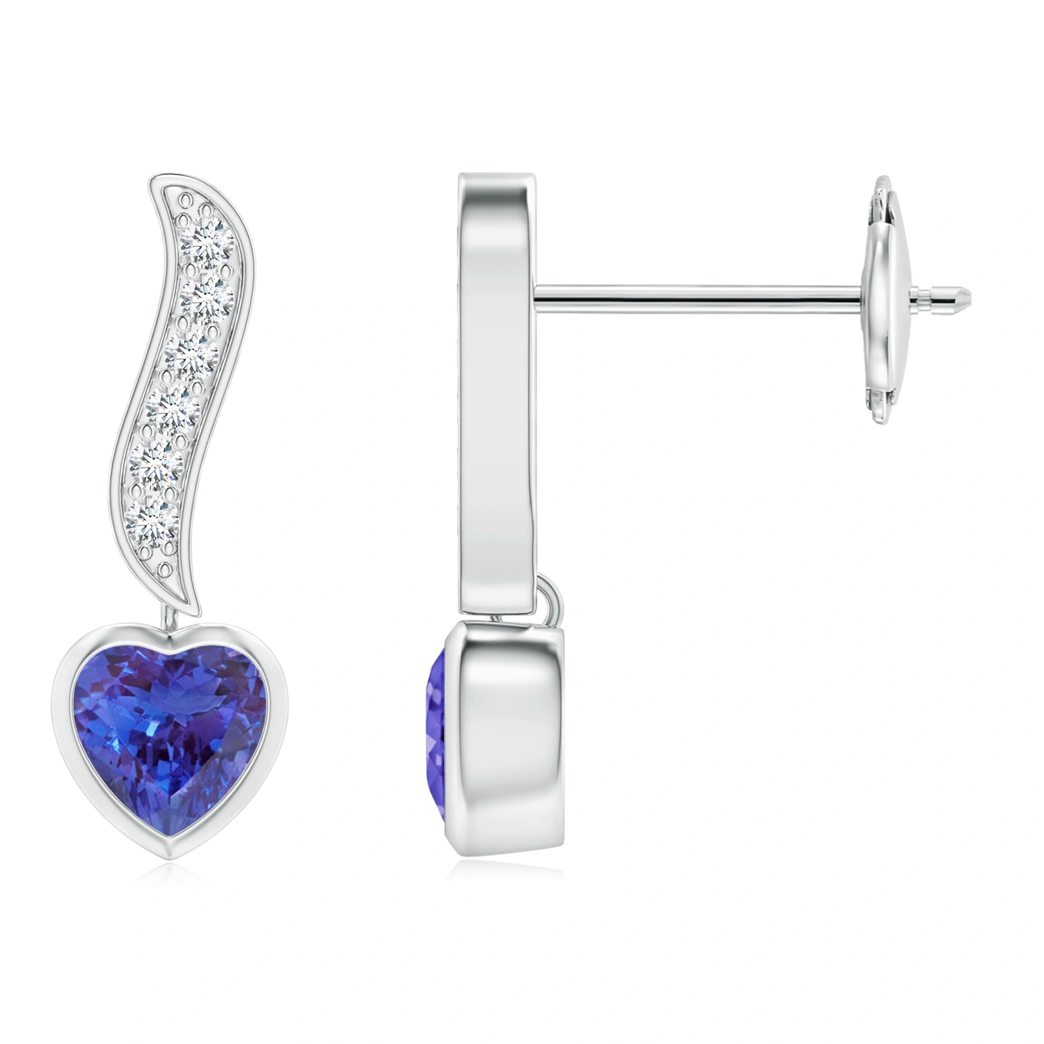 Heart-framed tanzanite earrings