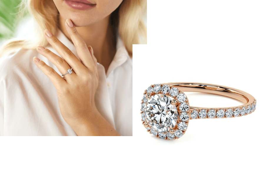 girl with ring and second image of engagement ring