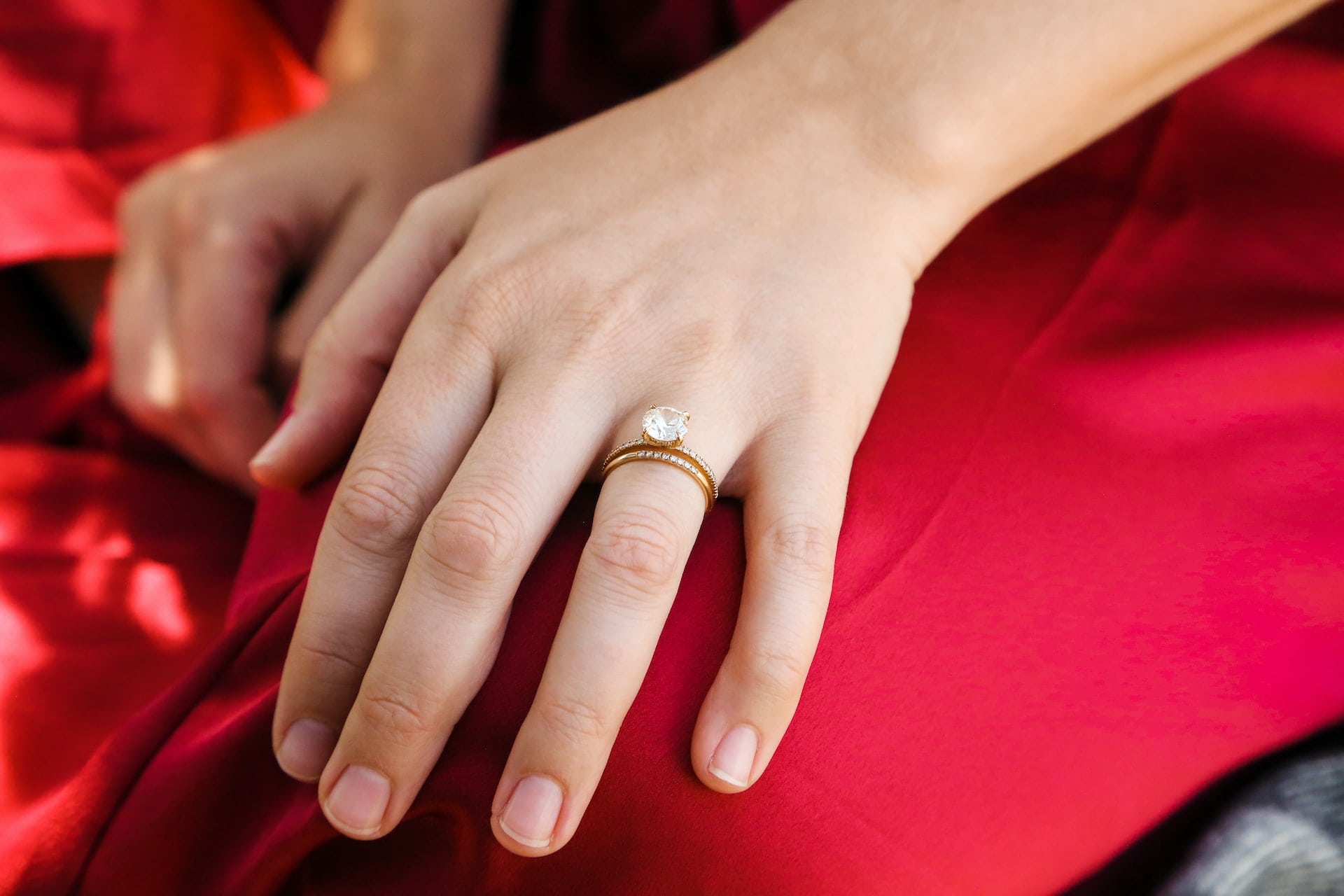 Girl wearing engagement ring