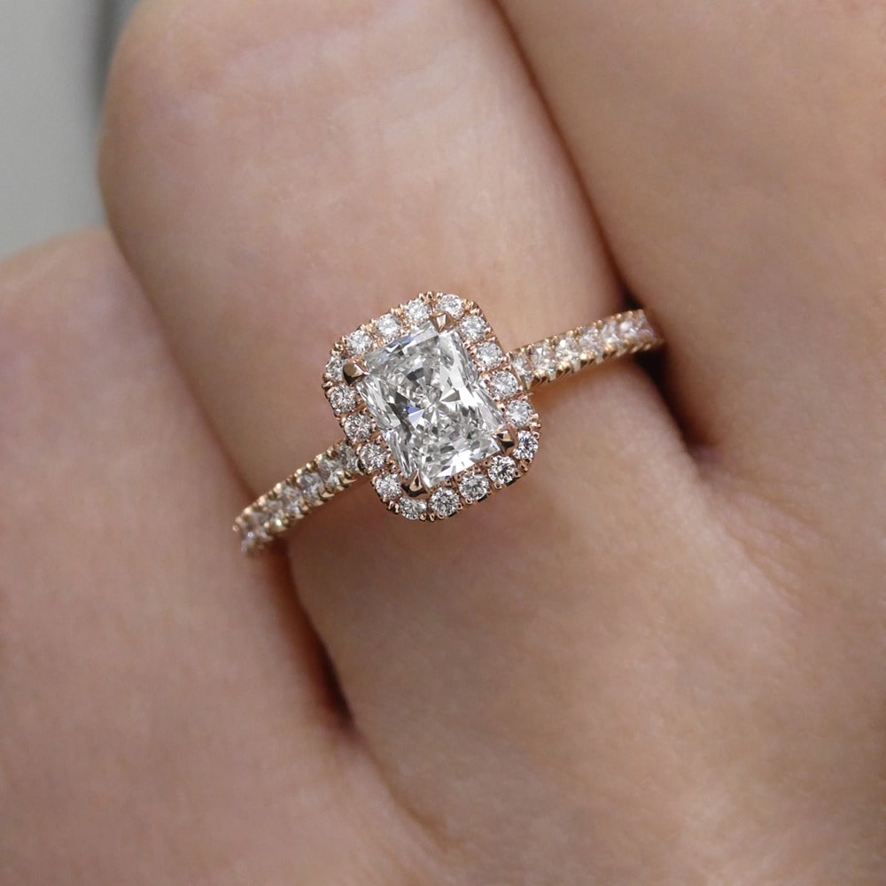 kimberfire radiant halo engagement ring