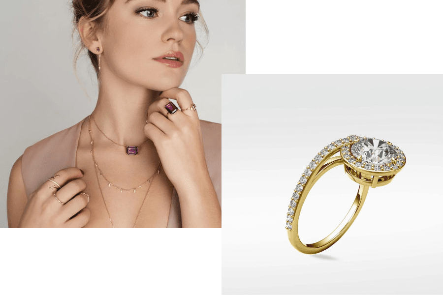 girl with jewelry and engagement ring