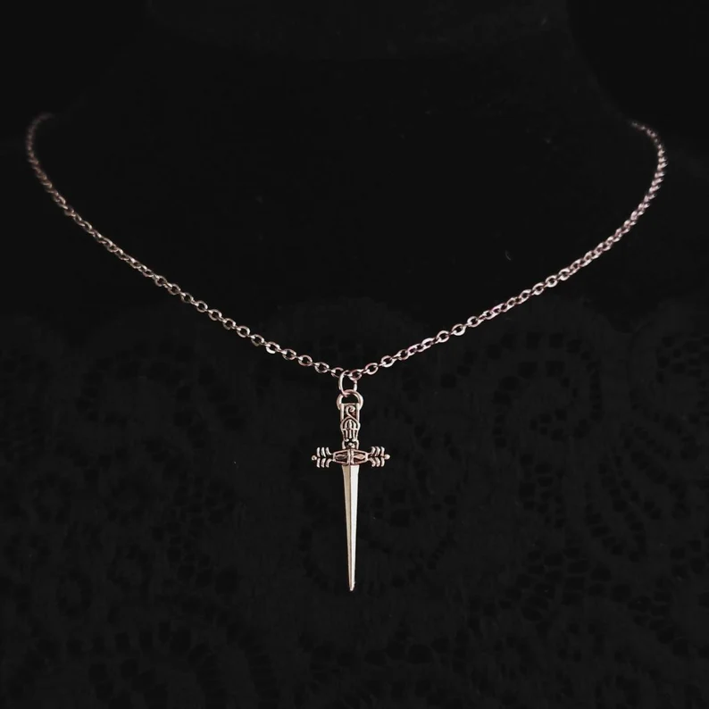 small dagger charm necklace