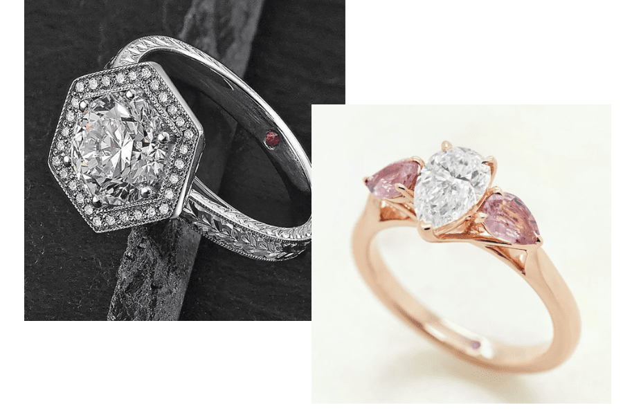 two engagement rings side by side