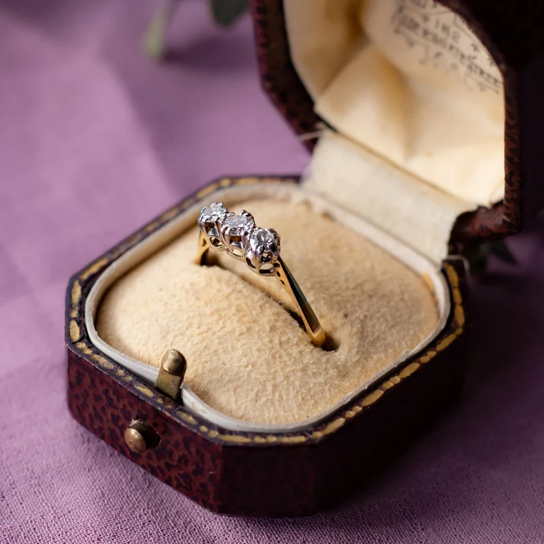Vintage transitional cut diamond ring