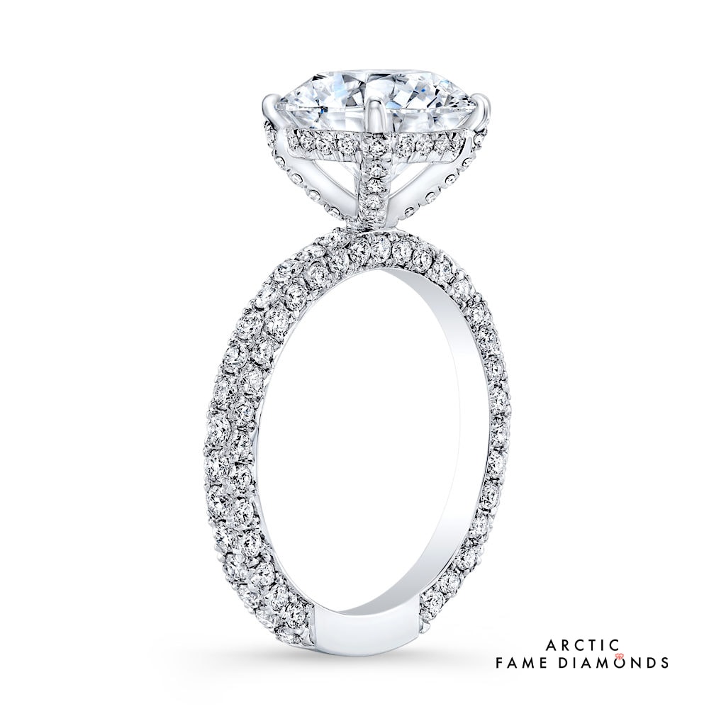 Hidden halo side diamonds engagement ring