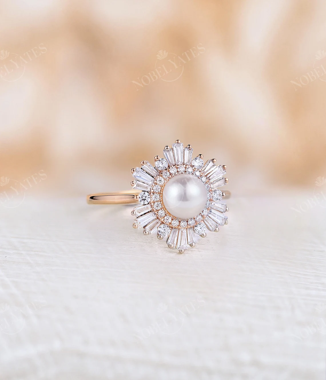 geometric akoya pearl ring