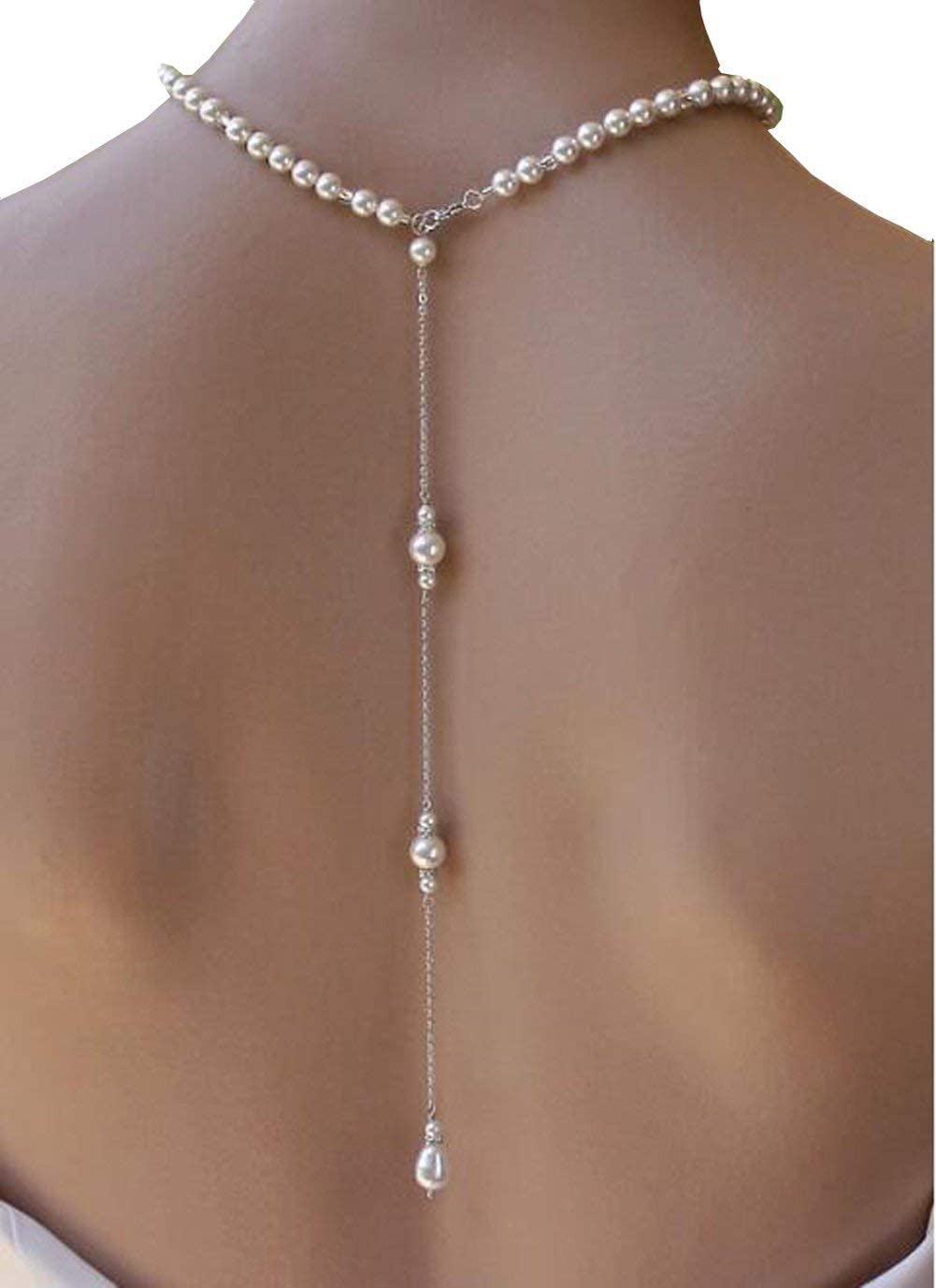 bridal pearl backdrop necklace