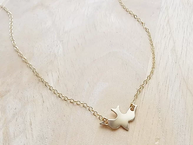 dainty gold dove necklace