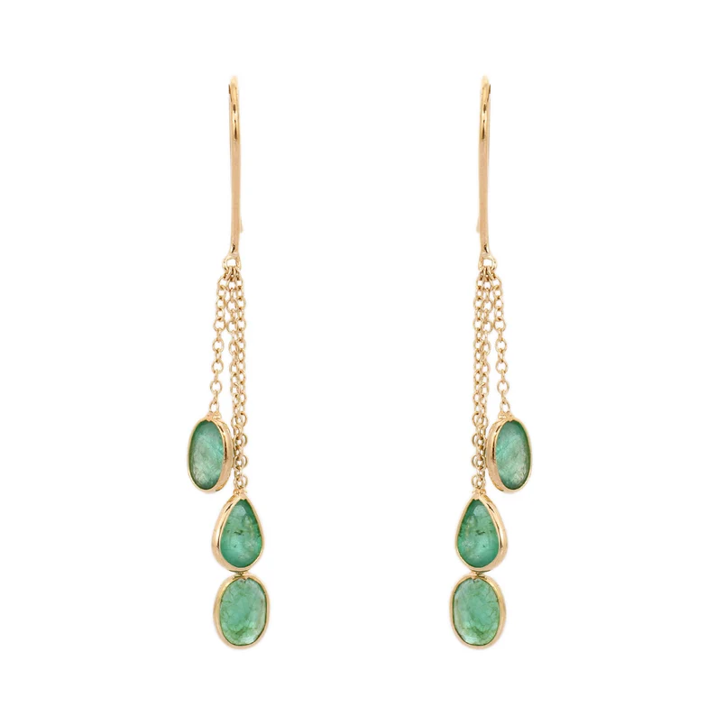 emerald gemstone gold earrings