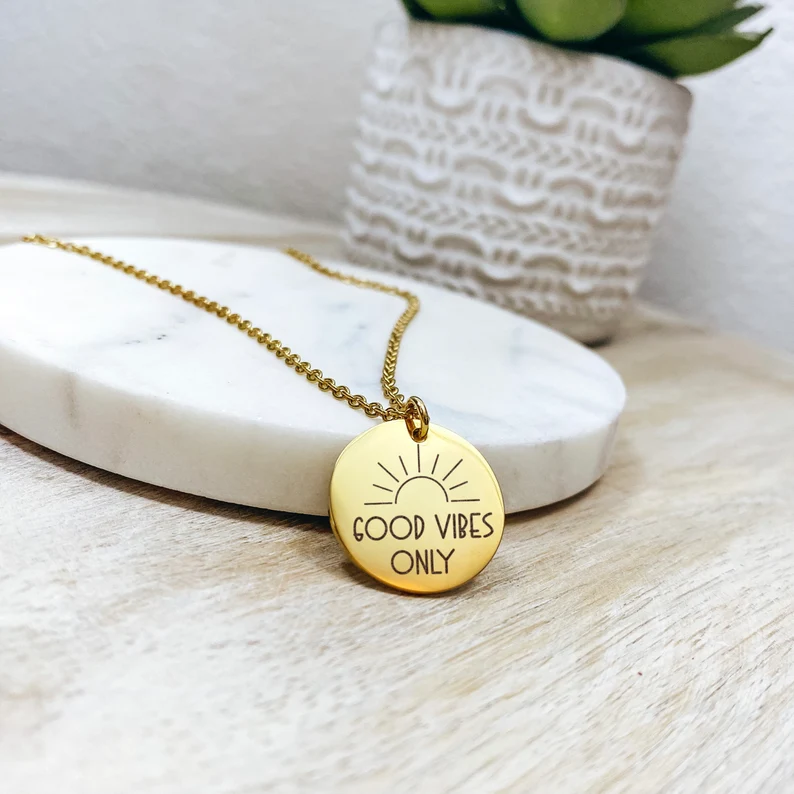 good vibes only gold necklace