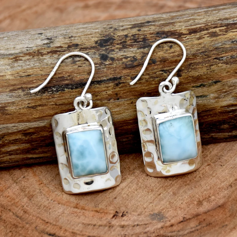 natural larimar earrings