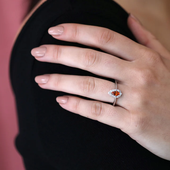 orange spessartite garnet engagement ring