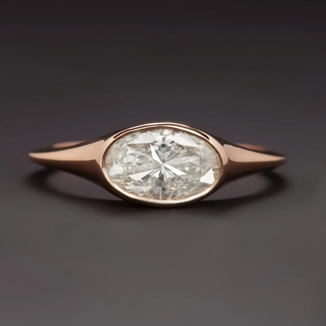 Bezel set diamond ring in rose gold