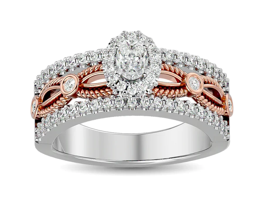 Oval Shape Halo Bezel Diamond Engagement Ring