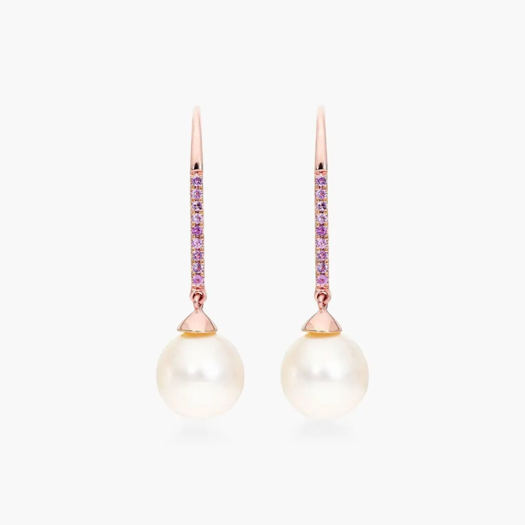 pearl and amethyst dangle earrings