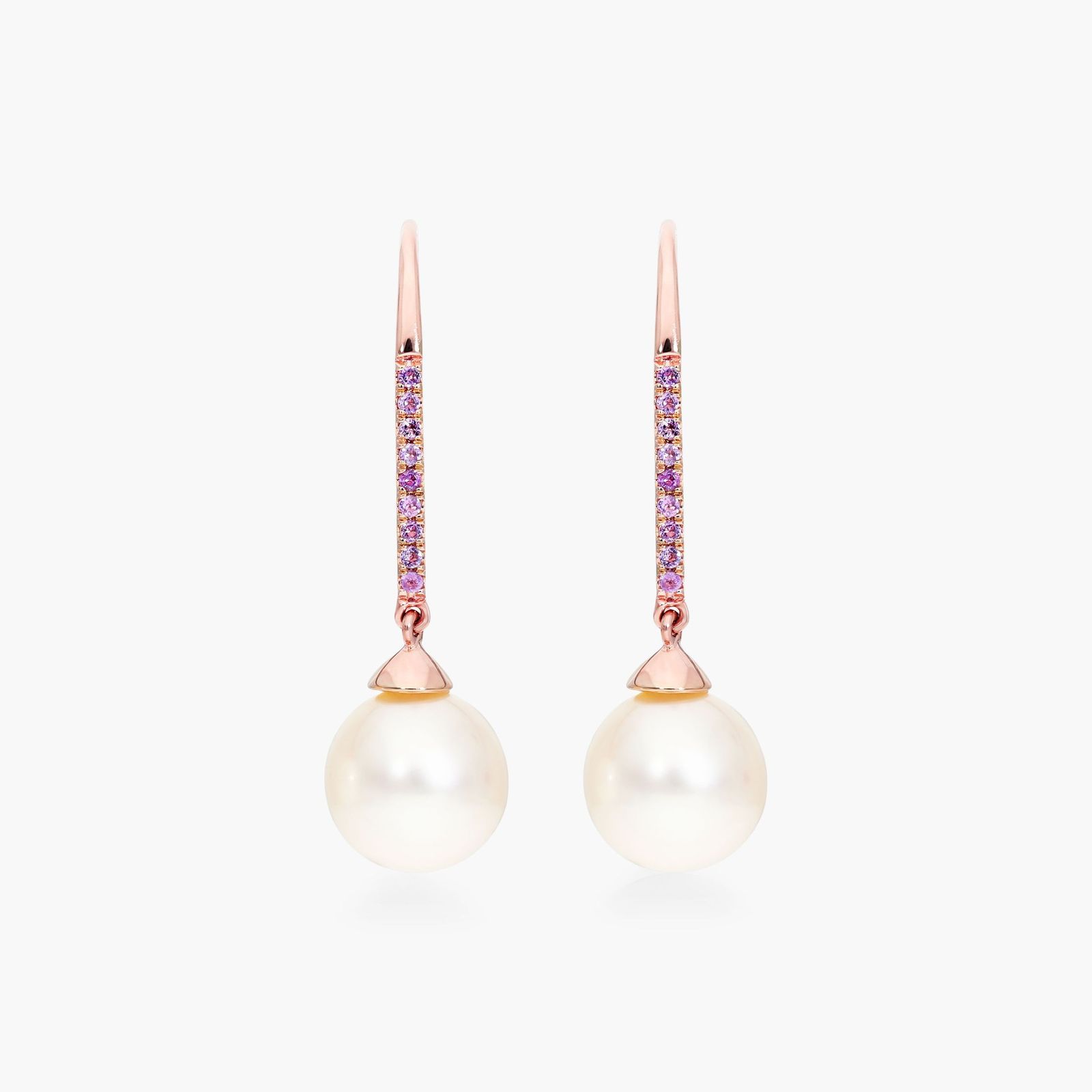 pearl and amethyst dangle earrings