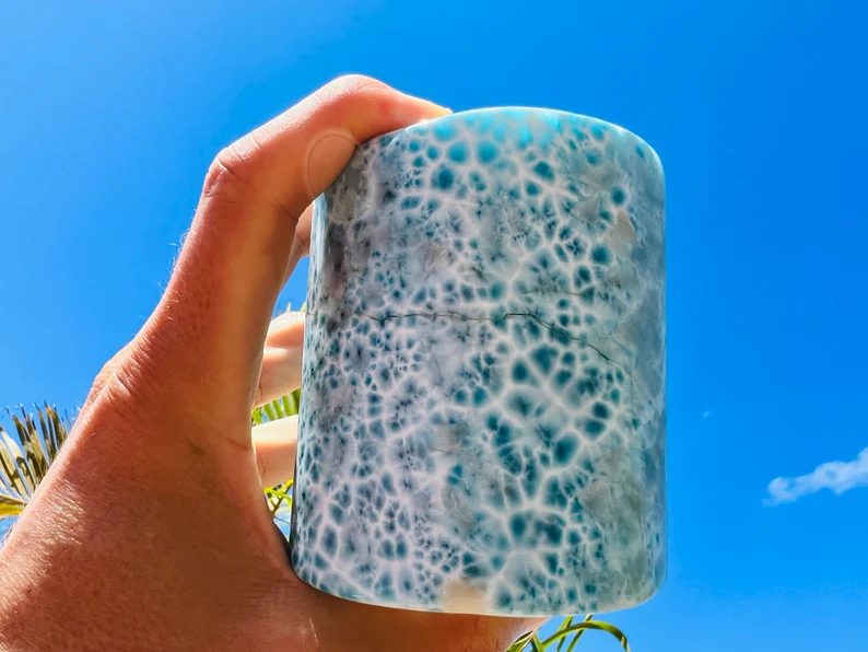 rare mega blue larimar tube