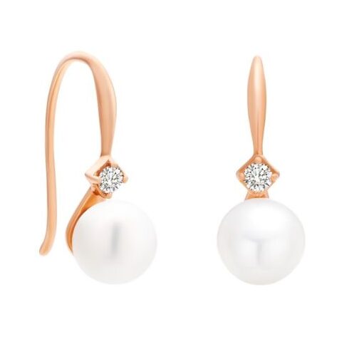 rose gold diamond and pearl hook earrings goldheart