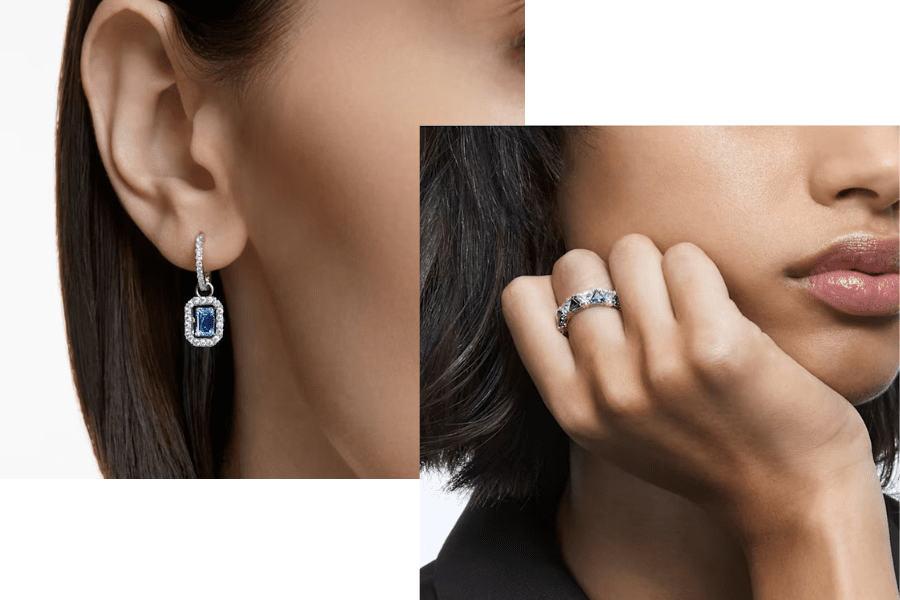 swarovski gemstone ring and earring jewelry