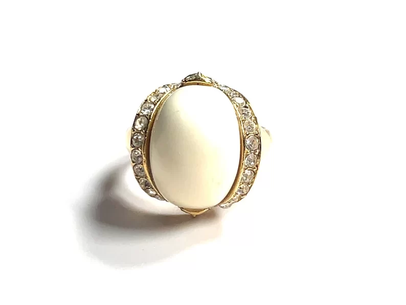 trifari white lucite dome ring