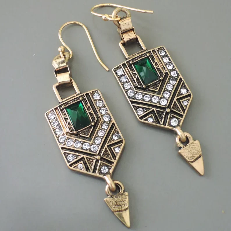vintage inspired emerald earrings