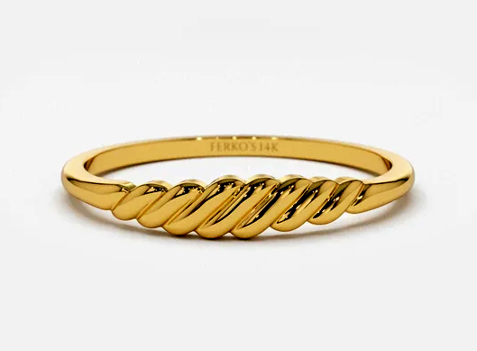 14k gold thin croissant ring