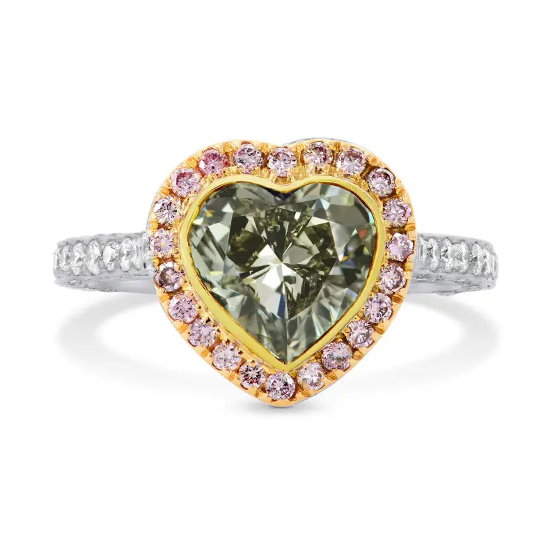 4 carat heart and pink pave diamond ring