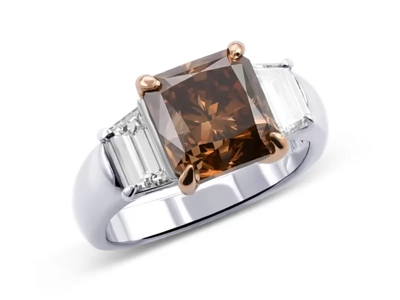 6 carat dark orangy brown diamond ring