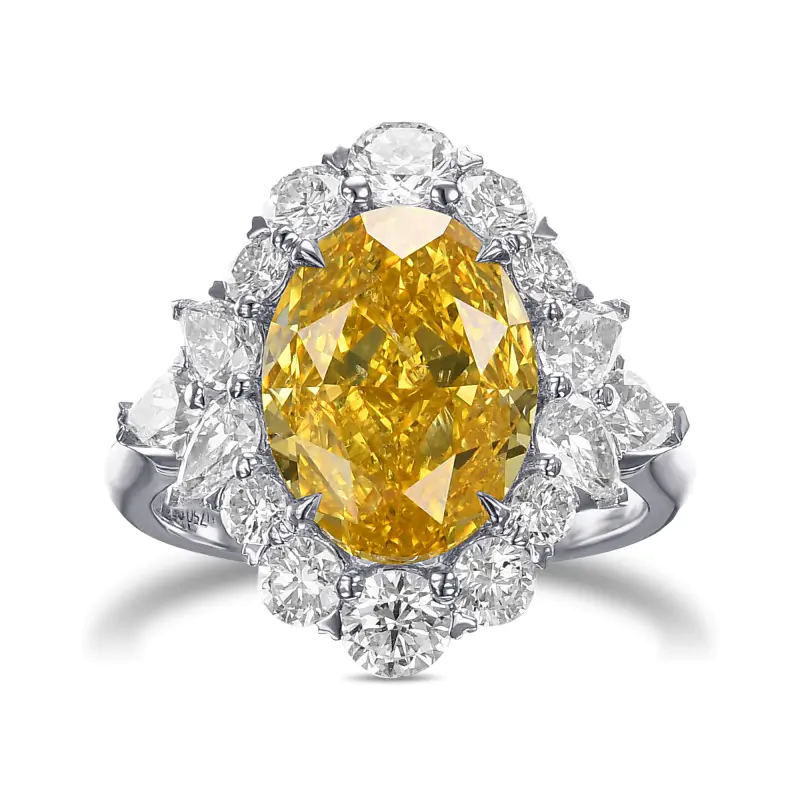 6 carat deep orangy yellow diamond ring