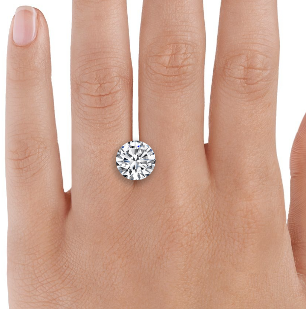 6 carat loose diamond between fingers