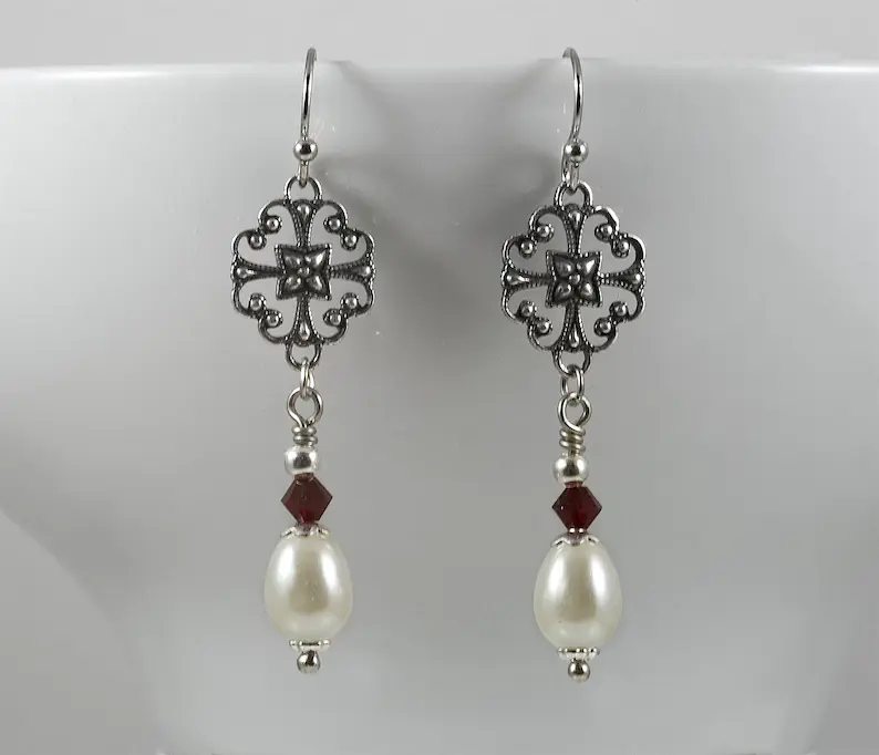 art deco ivory pearl earrings