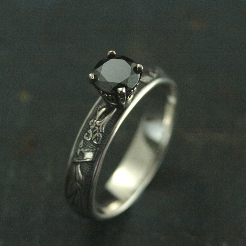 black pyrite engagement ring