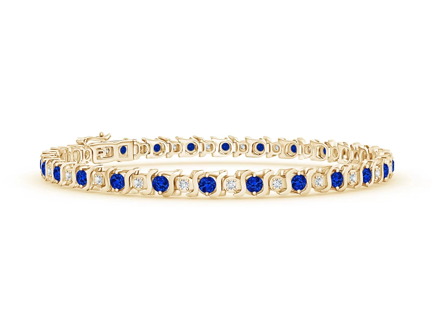 blue sapphire yellow gold tennis bracelet