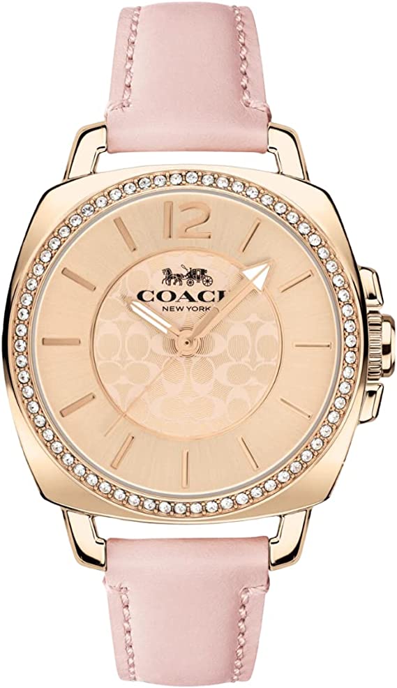 coach 14503981 pink leather women's watch