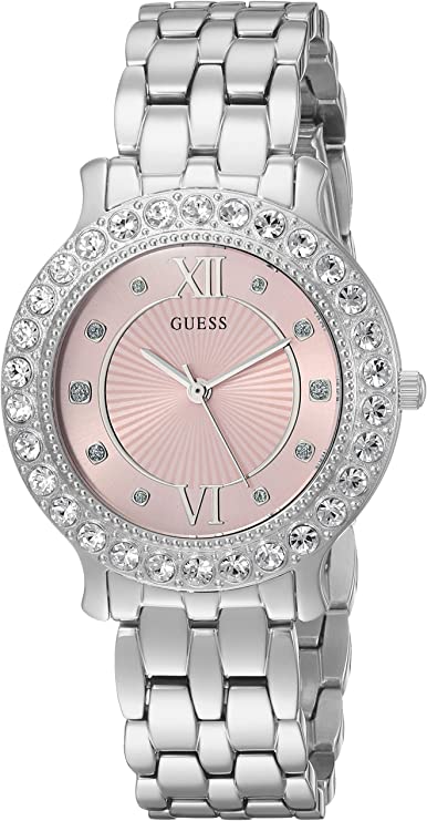 guess women's stainless steel crystal watch