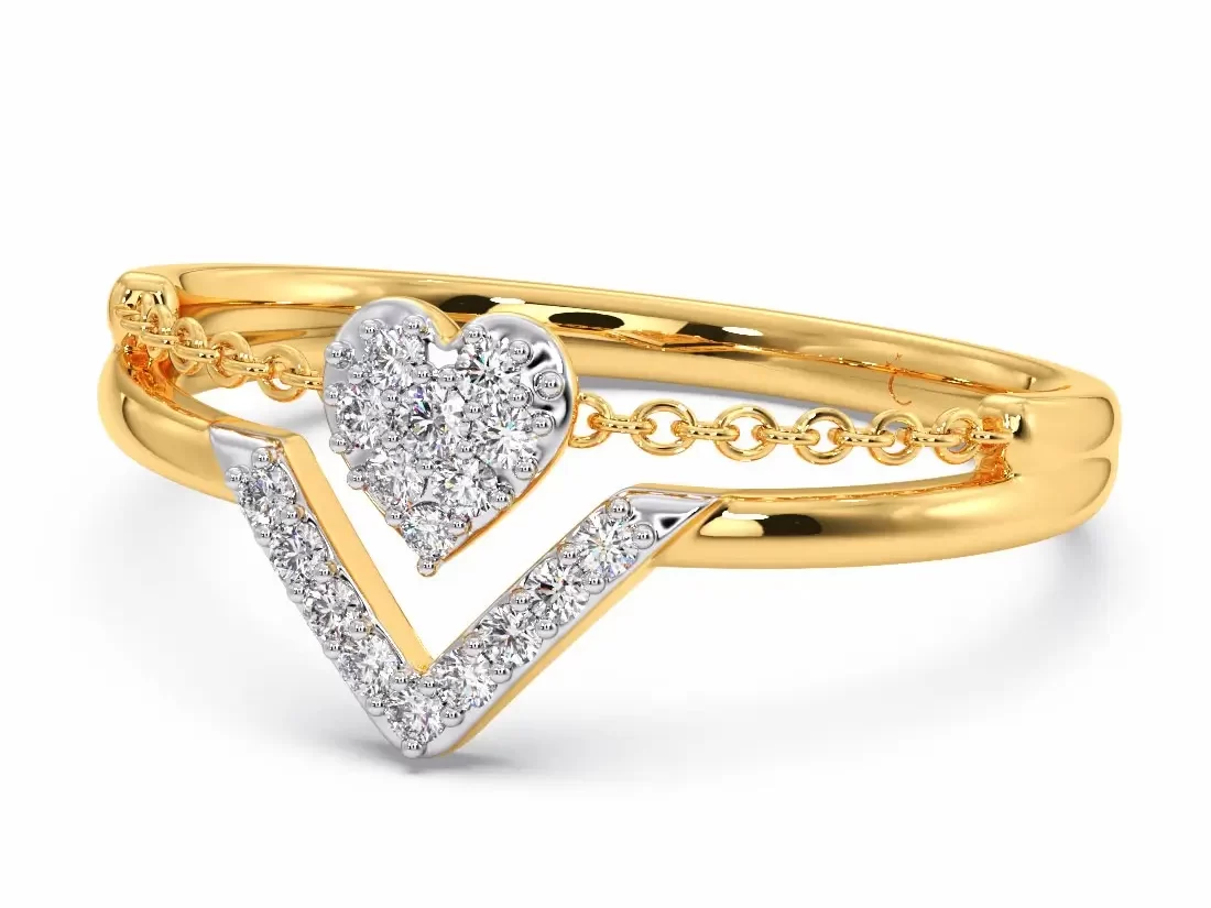 heart diamond and gold stackable ring