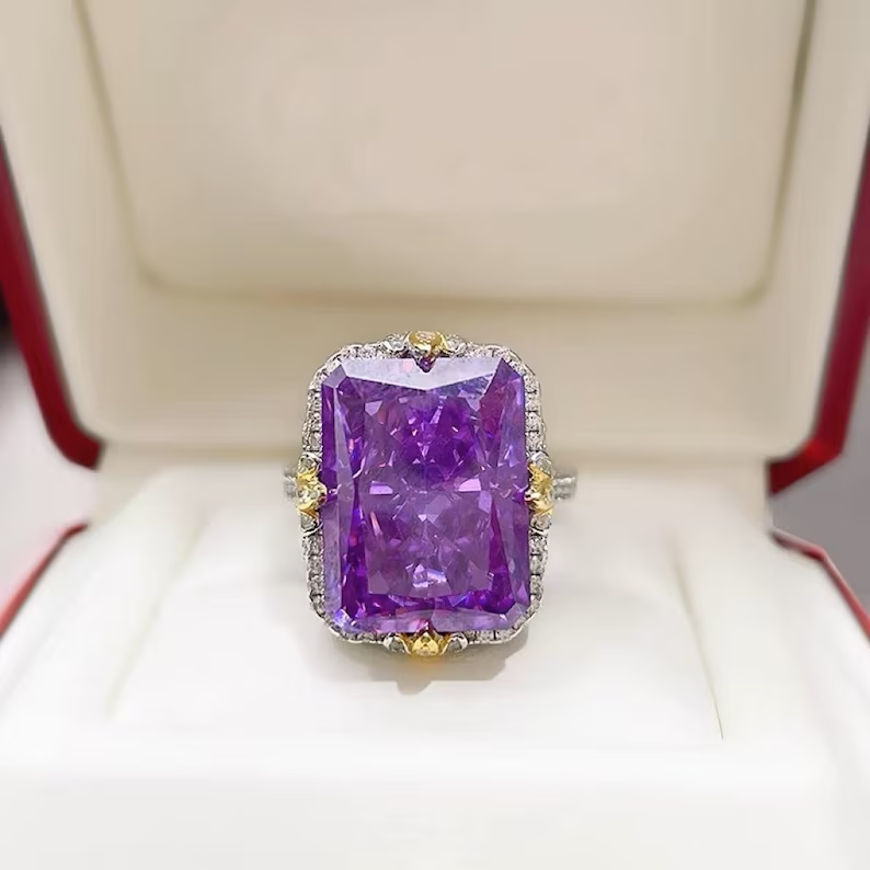 lab-grown purple diamond ring