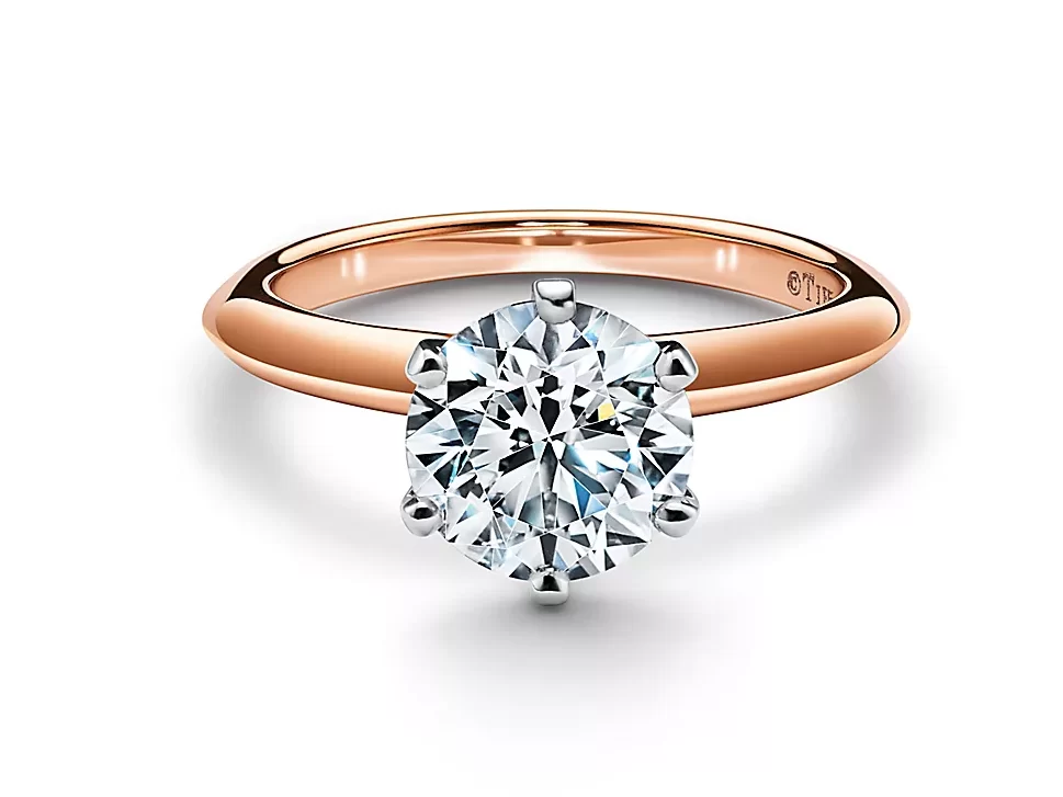 tiffany setting engagement ring in rose gold