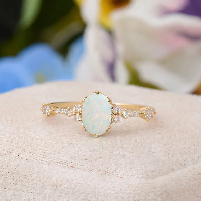 vintage white opal engagement ring