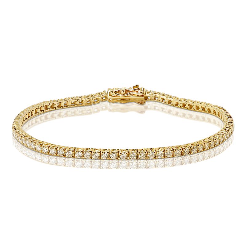 yellow gold 3ct diamond tennis bracelet