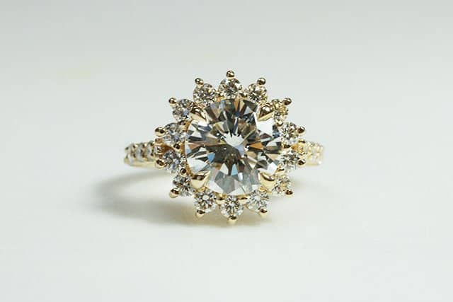 starburst round diamond ring