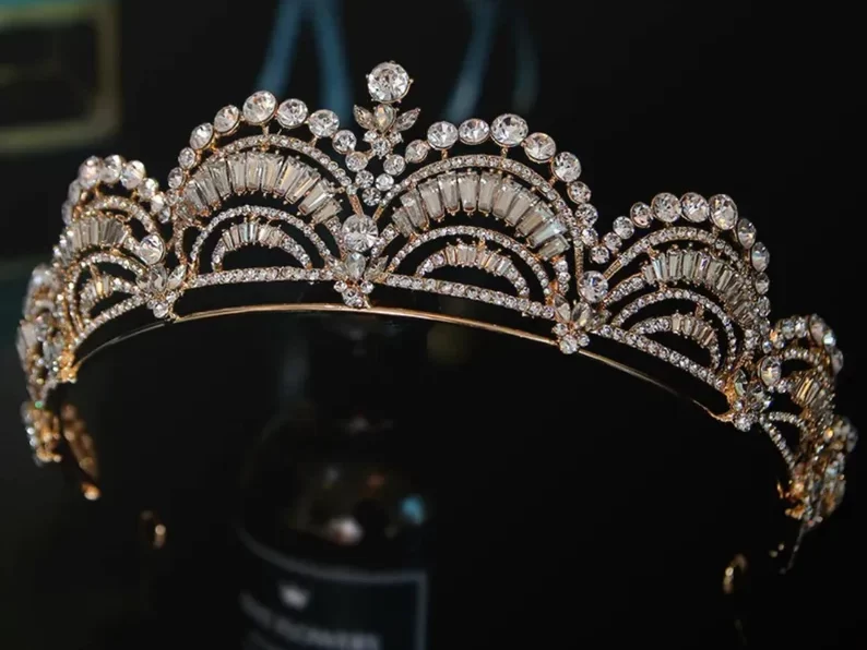 gold and rhinestones vintage style tiara