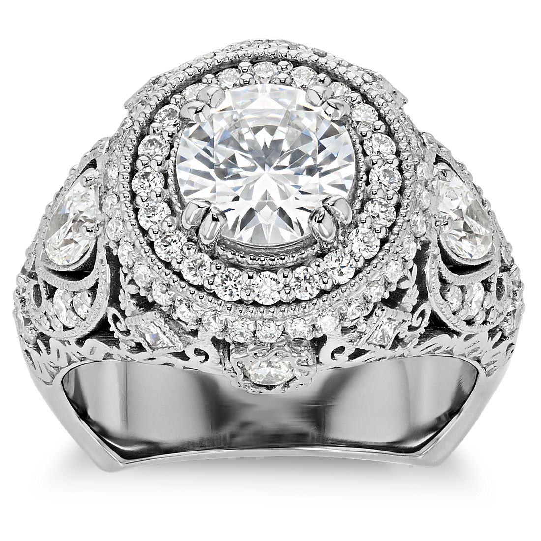 trinity halo diamond engagement ring